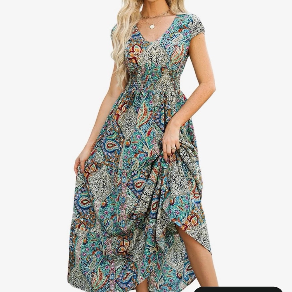 Ruffle Butts Multicolor Paisley Maxi Dress